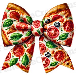 Coquette Bow Pizza PNG, Girly Pizza Sublimation PNG, Cute Food Clipart, Fast Food Coquette Bow, Pizza Lover Clipart, Pizza Shirt Design