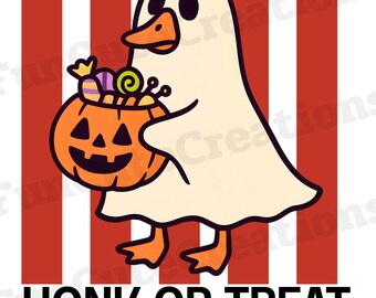 Honk or Treat Spooky Ghost PNG, Halloween Goose PNG, Spooky Goose PNG, Trick or Treat Clipart, Silly Goose Clipart, Funny Goose Clipart