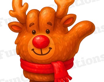Luva de mão de rena de Natal "Eu te amo" em ASL PNG, sublimação de Natal, sinal de mão festivo, rena fofa PNG, camisa de inverno, decoração de Natal