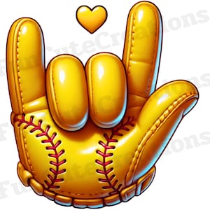 Softball Hand Glove I Love You ASL PNG, Softball Clipart, Game Day Softball Clipart, Softball Team, Sports PNG, Softball Player Gift