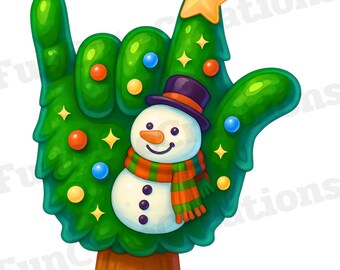Christmas Tree Hand Glove I Love You ASL PNG, Christmas Sign Language, ASL Christmas Shirt, Merry Xmas, Festive Sublimation, Winter Clipart