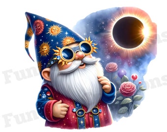 Clipart do Eclipse Solar Gnome 2024, 8 de abril de 2024, Eclipse Gnome PNG, Clipart do Eclipse Solar, com fundo transparente e uso comercial