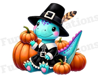 Thanksgiving Dino Clipart, Thanksgiving Dinosaur PNG, Cute Dino Clipart, Holiday Dino PNG, Turkey Dino PNG, Fall Decor, Thanksgiving Gift