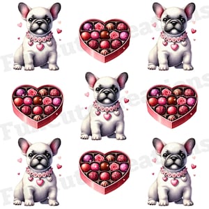 Valentinstag Französische Bulldogge PNG, Hund Valentinstag PNG, süße Französische Bulldogge PNG, Romantisches Valentinstag Schokoladendesign, Valentinstag Geschenk, Hundeliebhaber