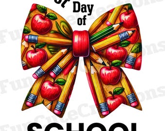 First Day of School Coquette Bow PNG, Coquette School Bow, Teacher Bow PNG, Back to School PNG, School Aesthetic Clipart, Classroom Clipart