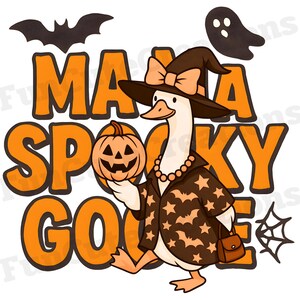 Mama Spooky Goose PNG, Halloween Goose PNG, Funny Halloween Goose, Witch Goose Clipart, Trick or Treat Goose Clipart, Horror Goose Clipart