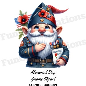 Memorial Day Gnomes Clipart, Clipart nain du 4 juillet, nain patriotique PNG, nain des États-Unis PNG, avec un arrière-plan Transparent et un usage commercial