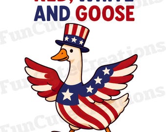 Red White and Goose PNG, Patriotic Goose PNG, Funny Goose PNG, 4 juli Silly Goose Clipart, Amerikaanse vlaggans, Freedom Goose Clipart