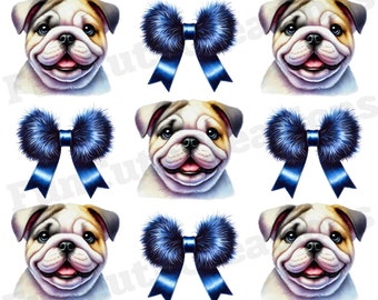 Coquette Bow Bulldog, Coquette Bow Dog PNG, Bulldog PNG, Cachorro fofo, Presente para amantes de cachorro, Design de camisa coquette, Bulldog fofo PNG, Laço azul marinho