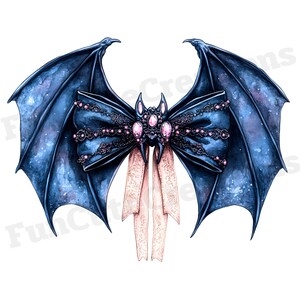 Pink Bat Coquette Bow Clipart Set, Halloween Bat Gothic Coquette Bow PNG, Spooky Bow PNG, Bat Bow PNG, Girly Bow, Halloween Party Decor