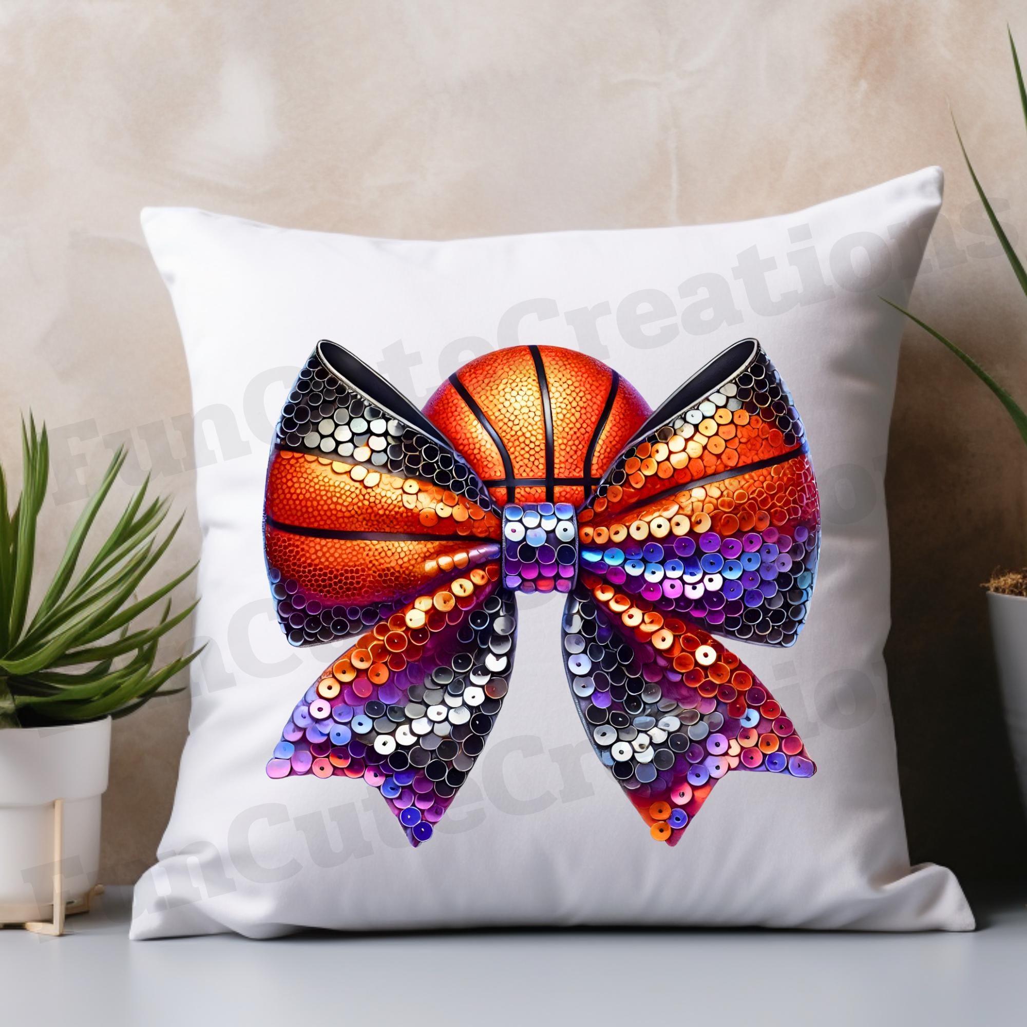Orange and Purple Coquette Basketball Bow PNG, Basketball Player