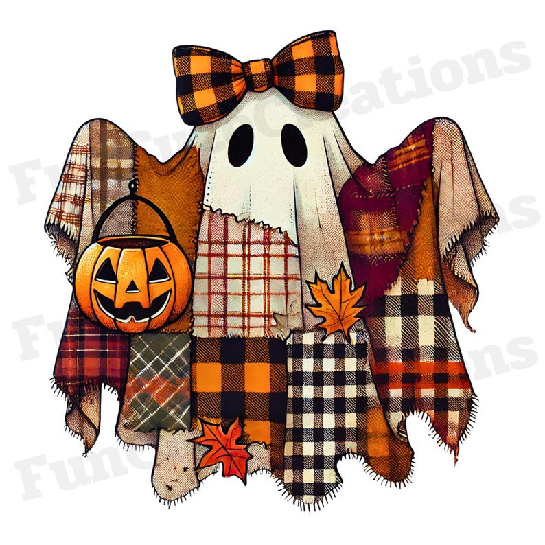Patchwork Ghost Pattern Patchwork Halloween Ghost PNG, Halloween Quilt Clipart, Ghost Sewing ...