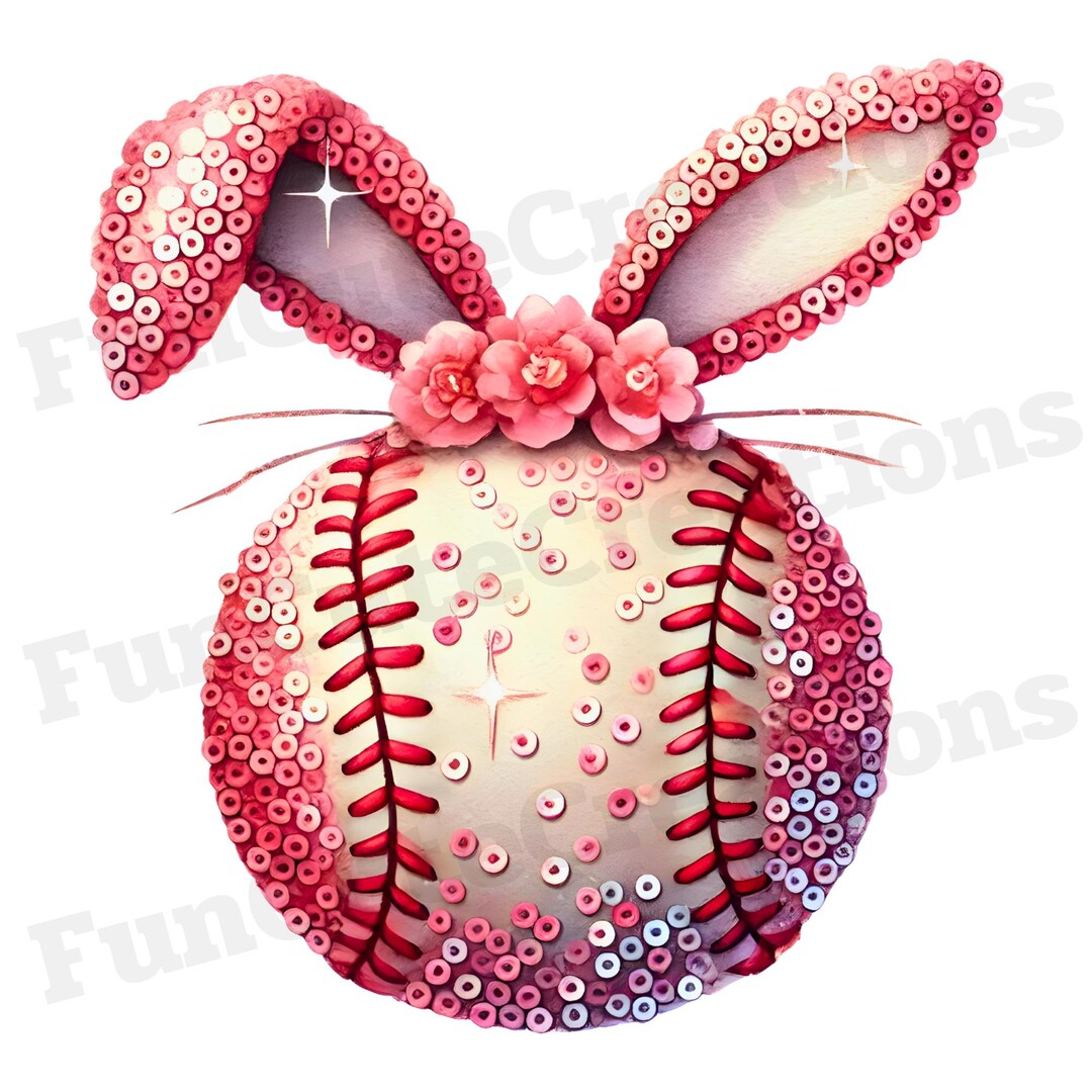 Easter Pink Baseball PNG, Bunny Ears Baseball, Game Day PNG, Girly ...