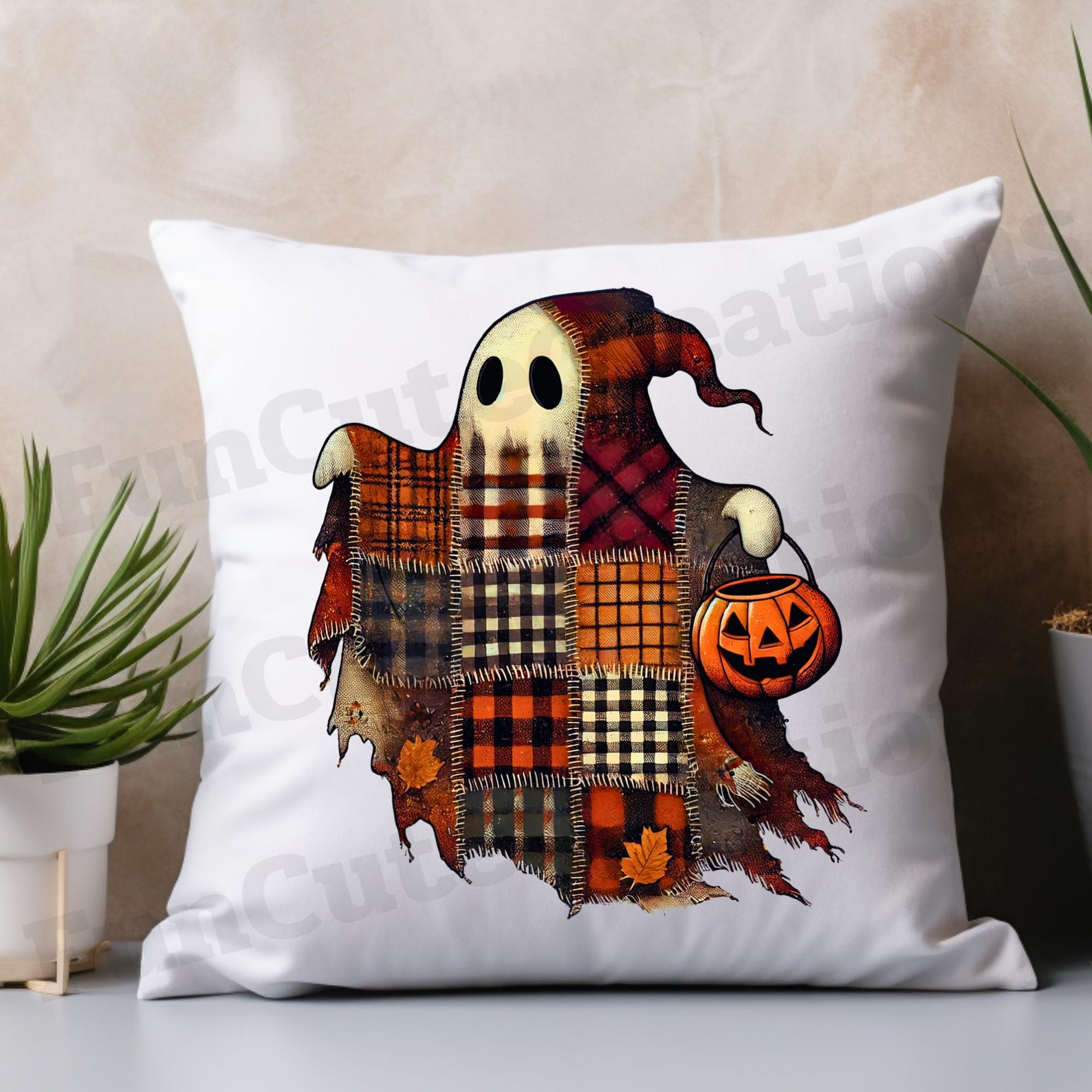 Patchwork Ghost Pattern Patchwork Halloween Ghost PNG, Halloween Quilt Clipart, Ghost Sewing ...