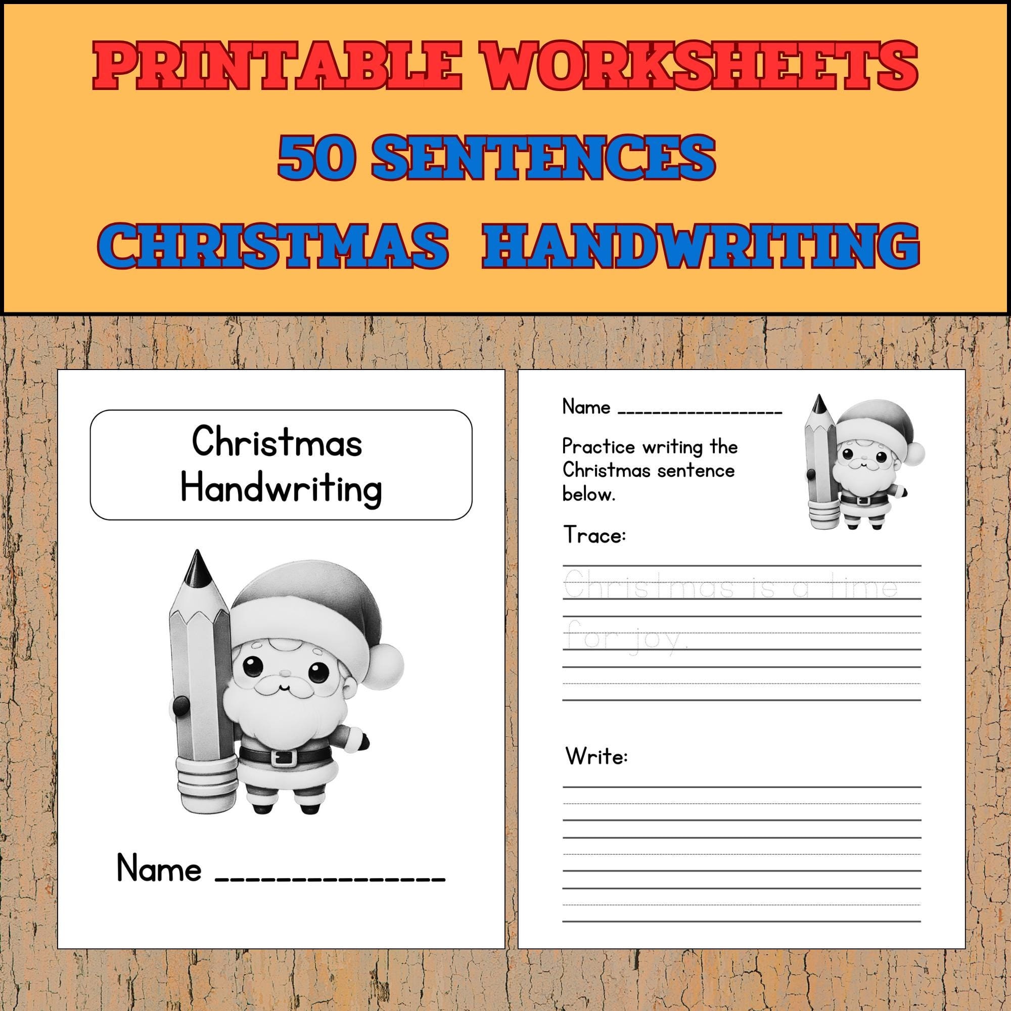 christmas handwriting practice, printable handwriting practice