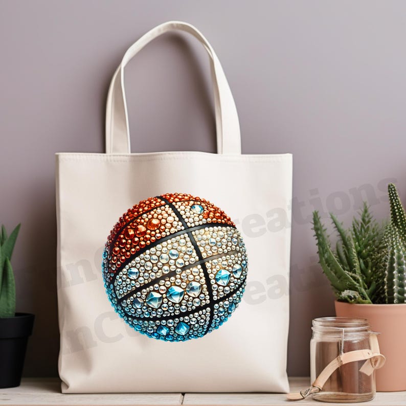 Rhinestone Basketball Clipart Set, Faux Rhinestone Basketball PNG, Sparkling Basketball PNG ...