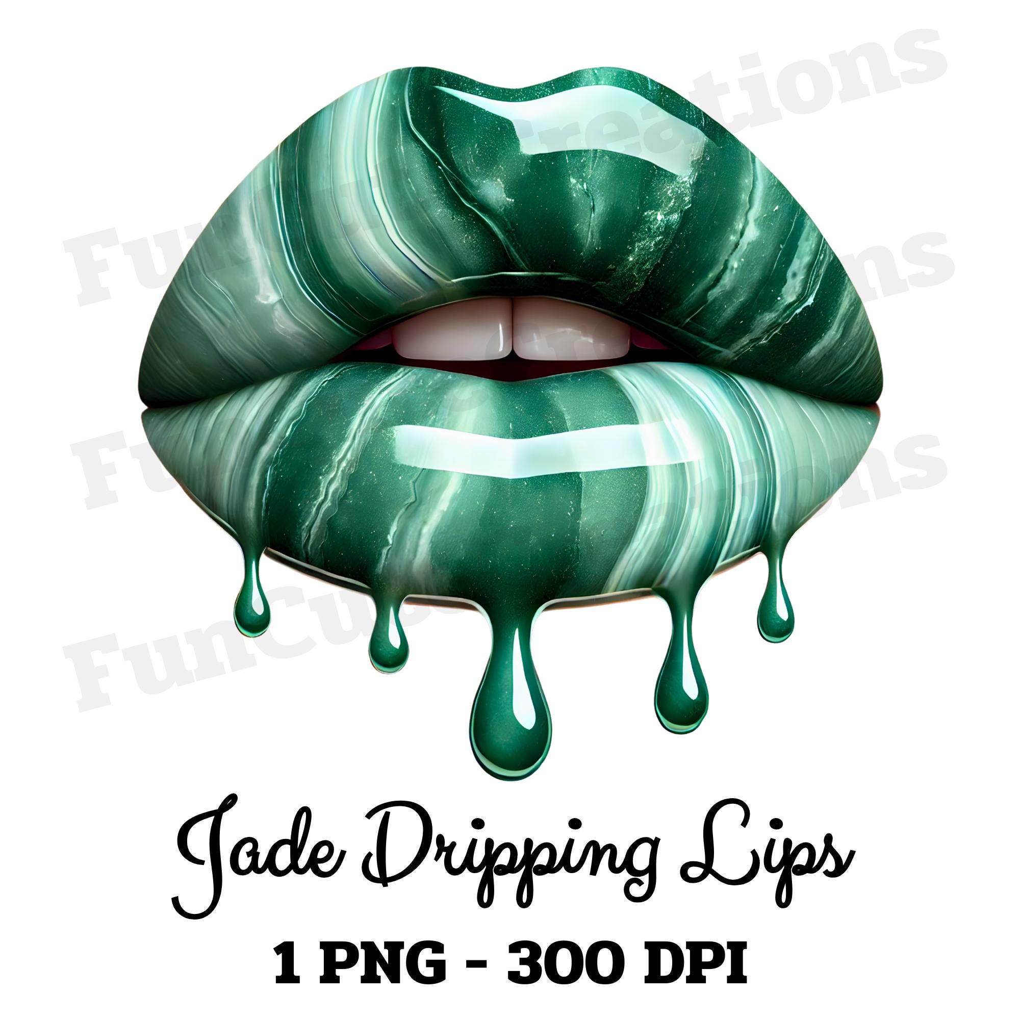 Jade Dripping Lips PNG, Green Lips Clipart, Glossy Lips PNG, Luxury ...