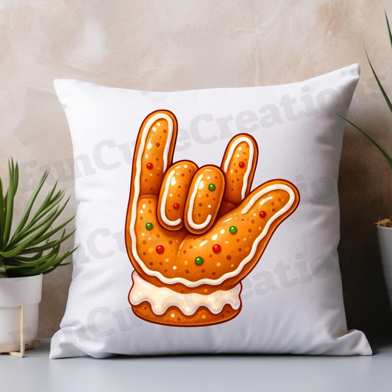 Gingerbread Hand Glove I Love You ASL PNG, Christmas Sublimation ...