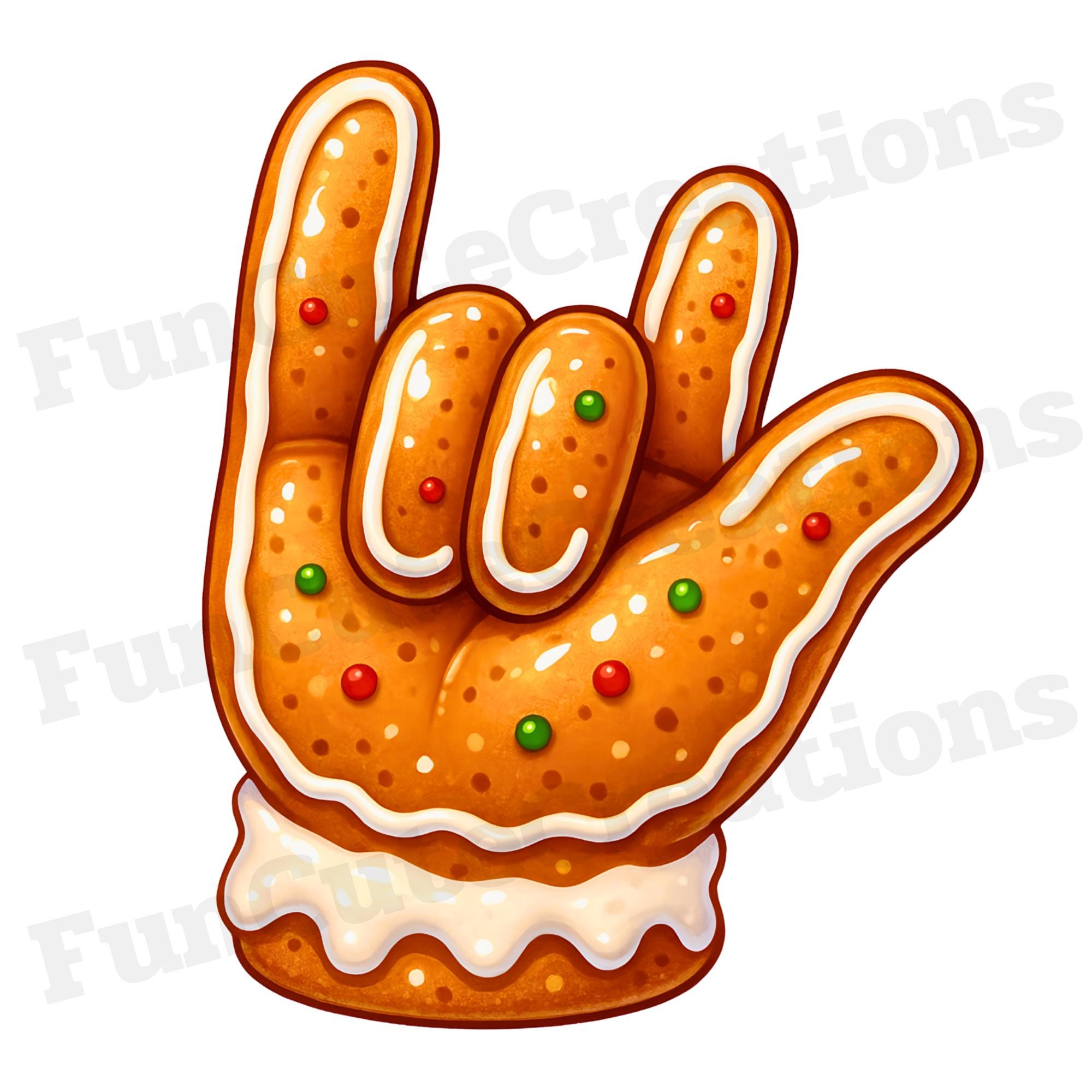 Gingerbread Hand Glove I Love You ASL PNG, Christmas Sublimation ...