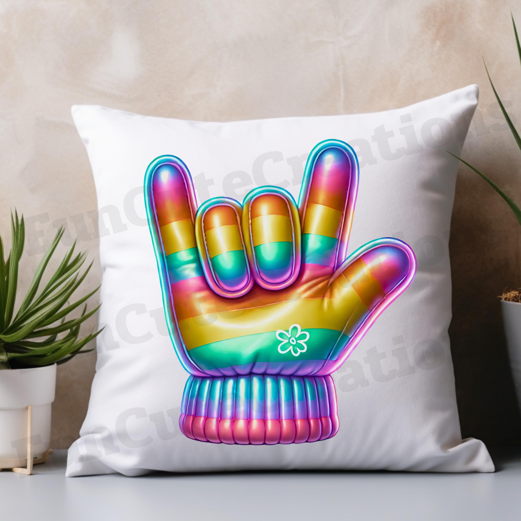 Neon Rainbow Hand Glove I Love You ASL PNG, Neon Sign Language PNG ...
