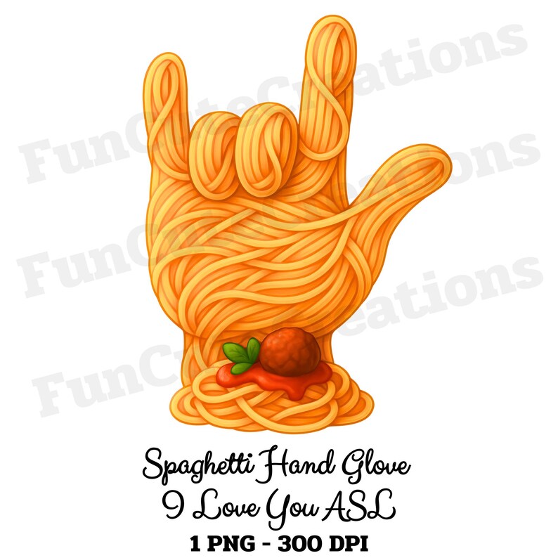 Spaghetti Hand Glove I Love You ASL PNG, Pasta Hand Sign, I Love You ...