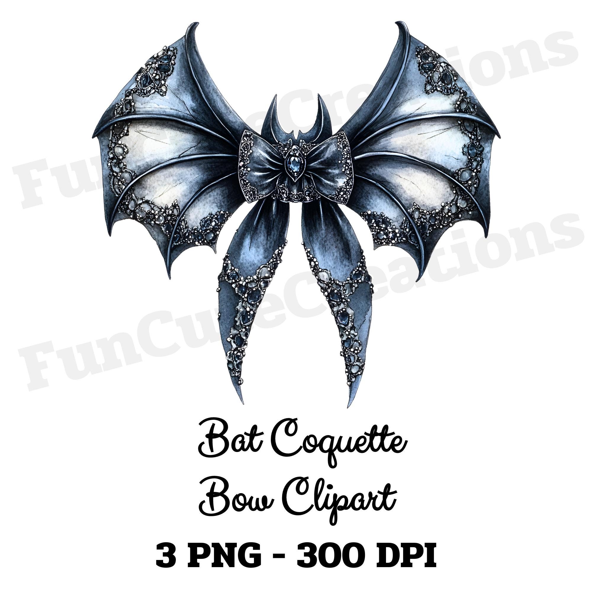 Bat Coquette Bow Clipart Set, Halloween Bat Gothic Coquette Bow PNG ...