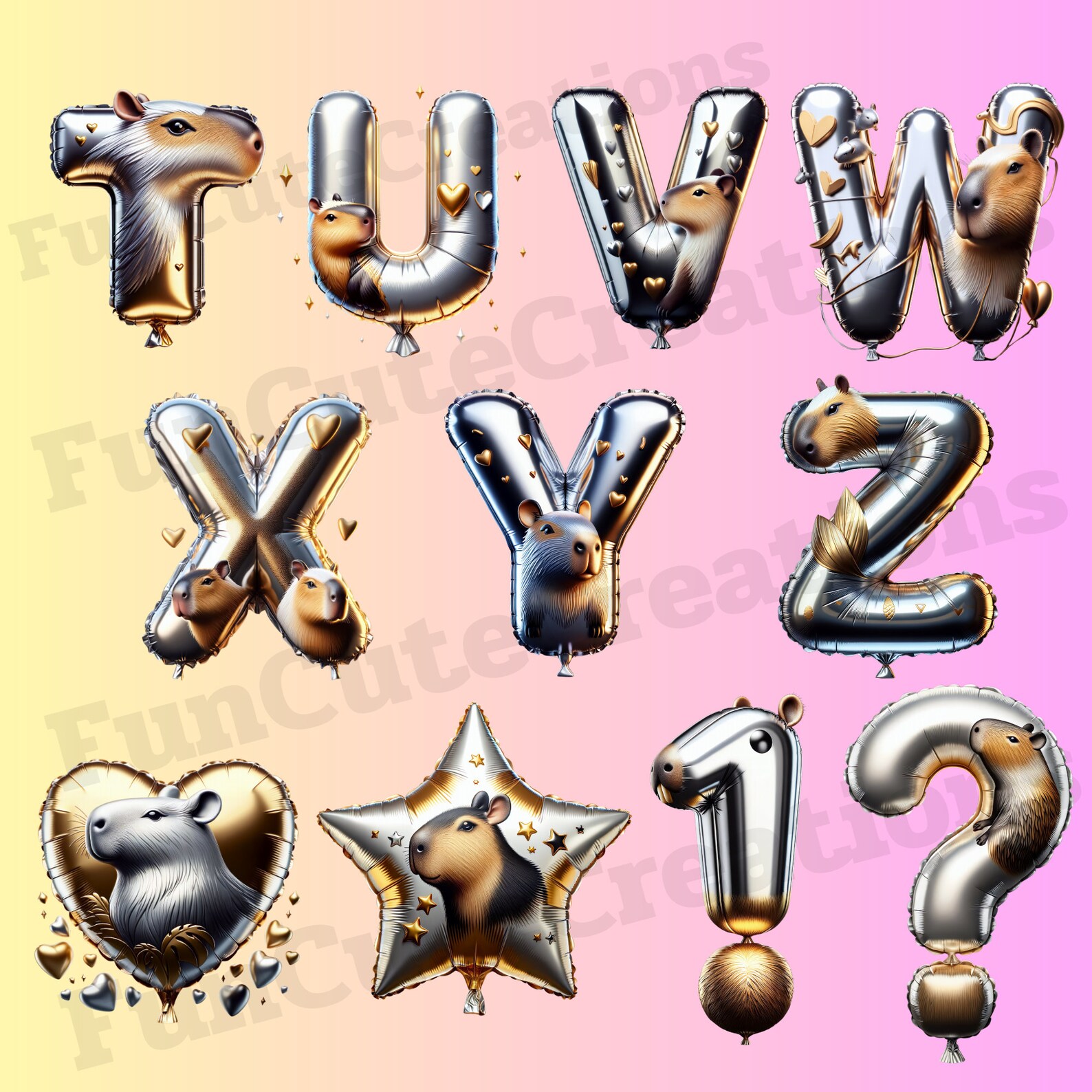 Capybara Foil Balloons, Capybara Balloon Clipart, Capybara Balloon ...
