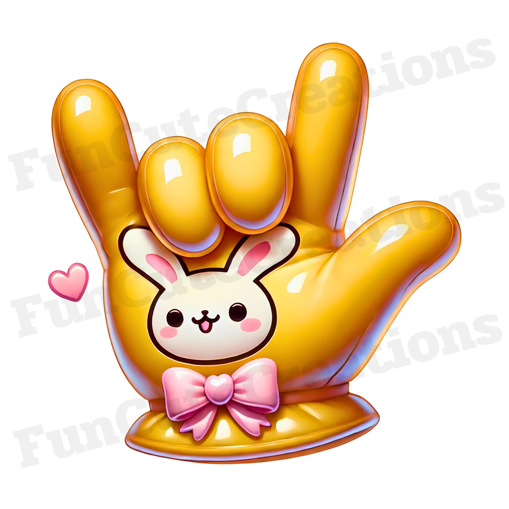 Rabbit Hand Glove I Love You ASL PNG, Cute Bunny PNG, Happy Easter Day ...