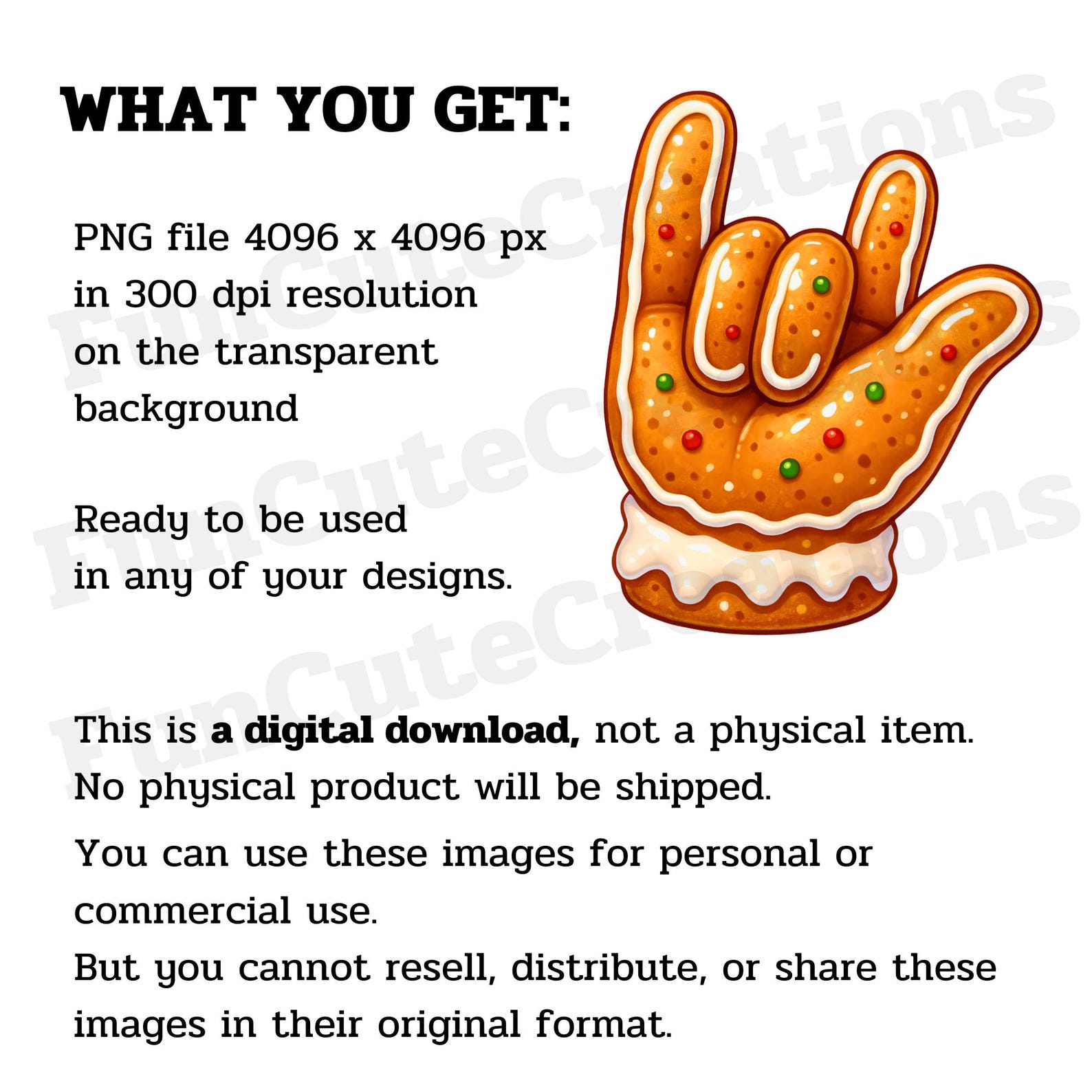 Gingerbread Hand Glove I Love You ASL PNG, Christmas Sublimation ...