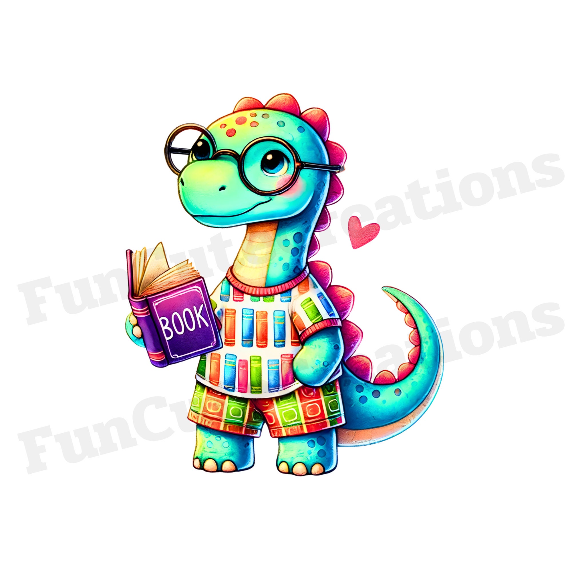 Librosaurus Book Lover Dino Clipart, Cute Dino PNG, Bookworm Dinosaur PNG, Reading ...