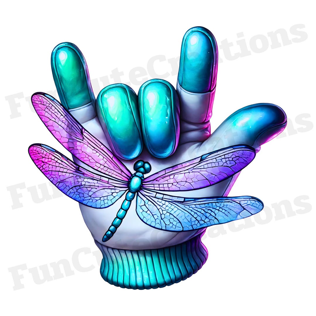 Dragonfly Hand Glove I Love You ASL PNG, Dragonfly Hand Sign PNG ...