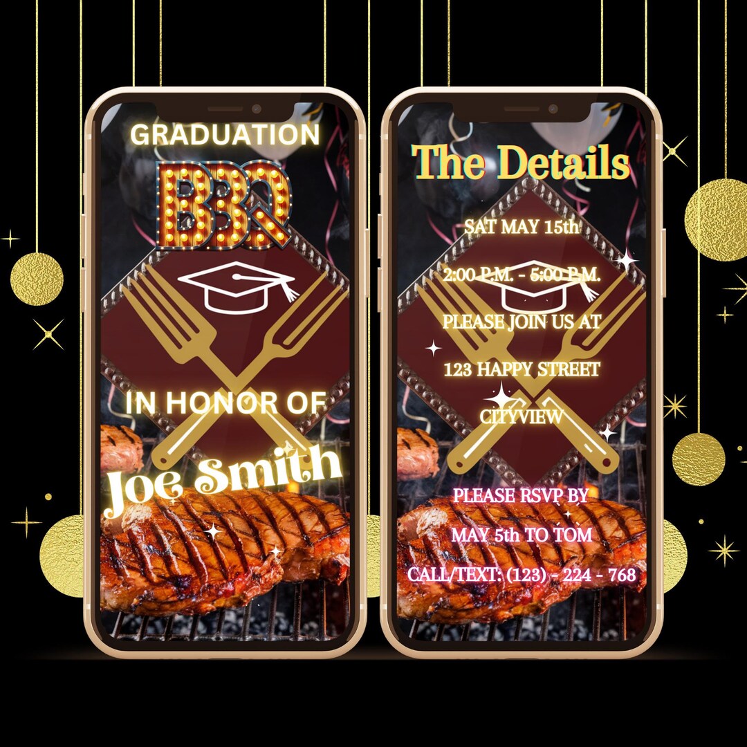 Graduation BBQ Invitation Template, Digital Video Grad Party Invite