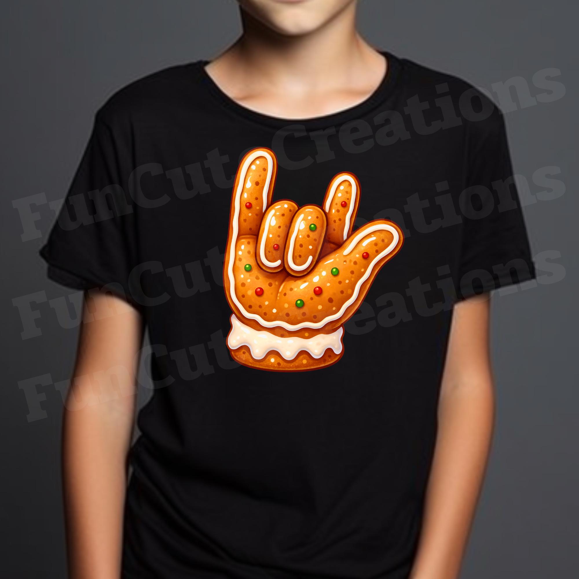 Gingerbread Hand Glove I Love You ASL PNG, Christmas Sublimation ...