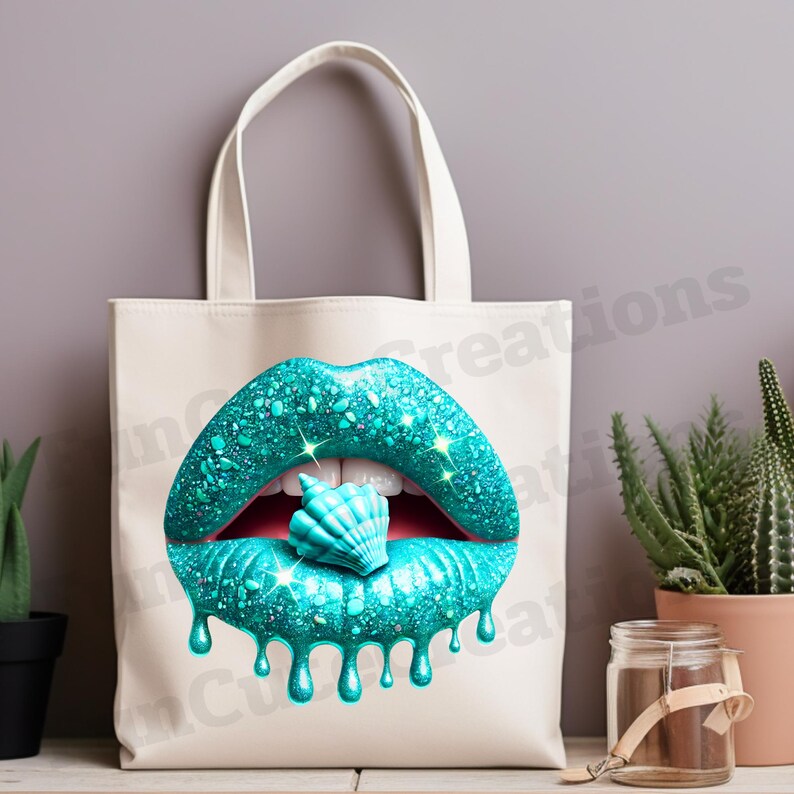 Turquoise Dripping Lips With Seashell PNG, Seashell Lips PNG, Ocean ...