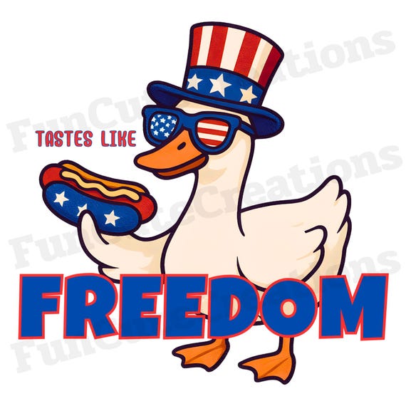 Tastes Like Freedom Goose PNG, Patriotic Goose PNG, Funny Goose PNG, 4th of July Goose Clipart, American Flag Goose, Freedom Goose Clipart
