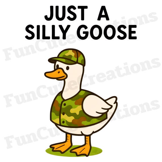 Camo Silly Goose PNG, Hunting Goose PNG, Just a Silly Goose PNG, Funny Goose Clipart, Military Goose Clipart, Patriotic Goose Clipart