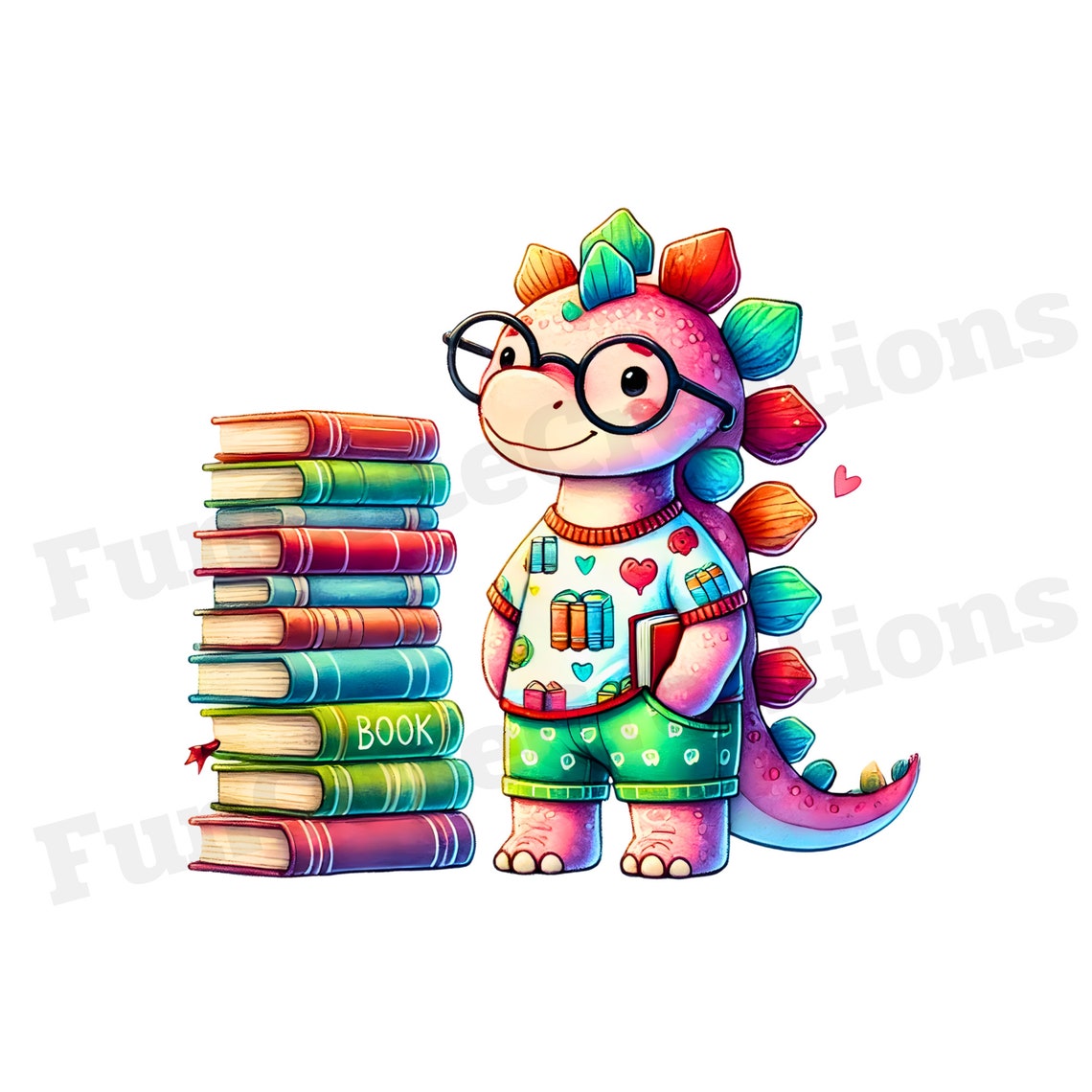 Librosaurus Book Lover Dino Clipart, Cute Dino PNG, Bookworm Dinosaur PNG, Reading ...