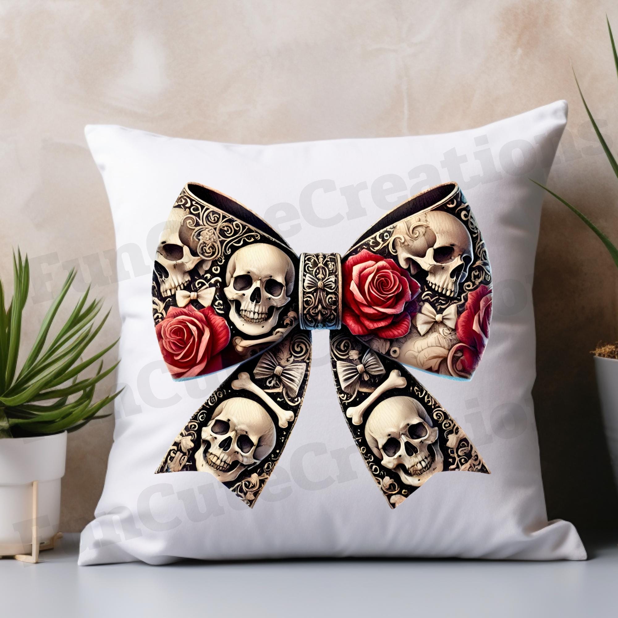 Coquette Bow Halloween Skeleton With Rose PNG, Halloween Floral Skull ...