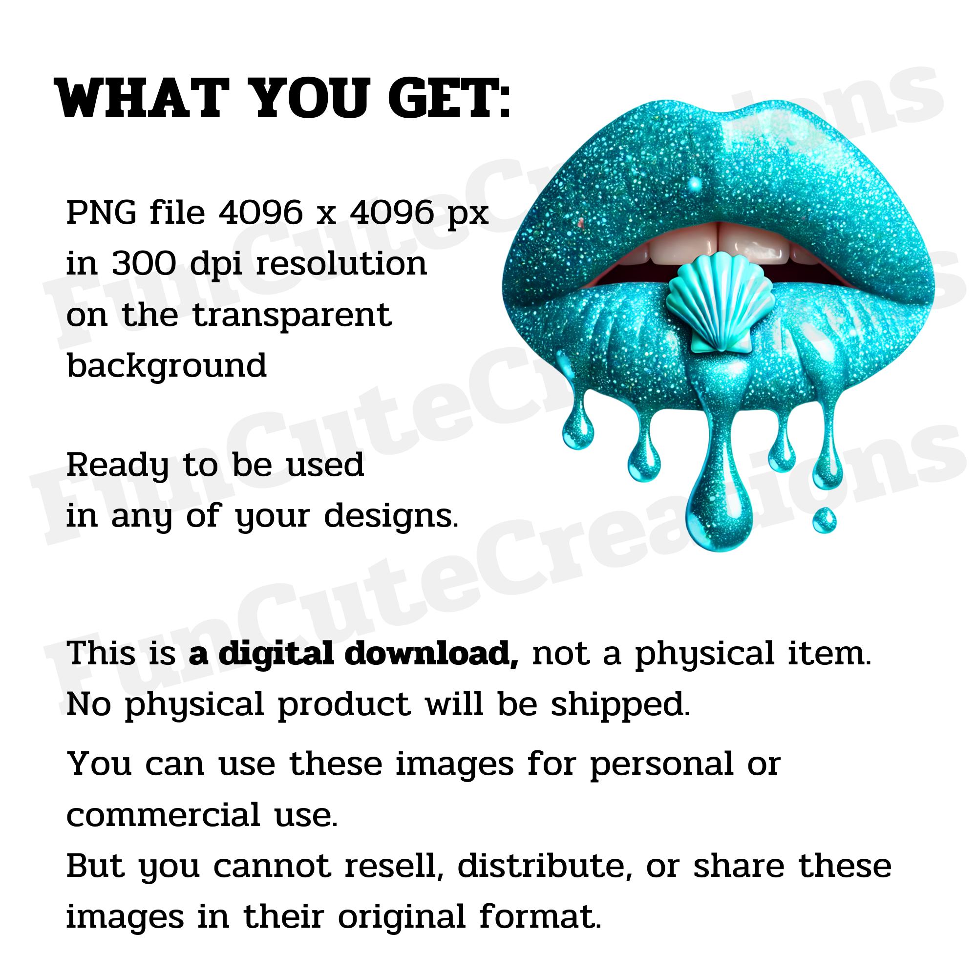 Turquoise Dripping Lips With Seashell PNG, Seashell Lips PNG, Ocean ...