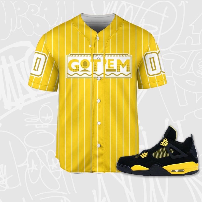 Personalize Got Em Cat Sneaker Jersey to Match Jordan 4 Thunder