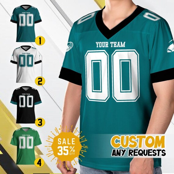thumbnail image 2 of Custom Football Jersey - Personalized Name, Number & Logo, Customized Sports Jersey For Men, Women, Youth, Toddlers, Blue & Red, Small 2 of 13