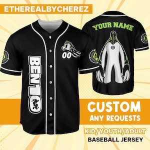 Spersonalizuj koszulkę Ben 10 Galvanic Green Black, Baseball, niestandardowy strój dla dzieci, młodzieży, dorosłych, urodzinowy, kreskówkowy strój drużynowy