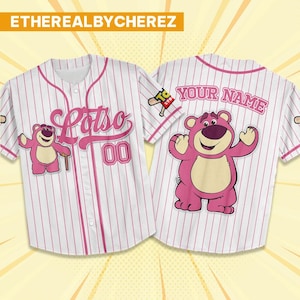 Beisebol Disney Toy Story Lotso personalizado, infantil personalizado, trajes de beisebol Disney para adultos, camisa de aniversário do Toy Story, traje de beisebol, presente para criança