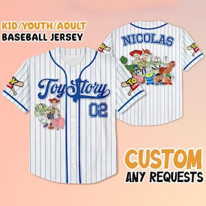 Custom Toy Story Baseball Jersey, Disney Toy Story Baseball Jersey, Disney Baseball Team Outfit, Toy Story Jersey Gift