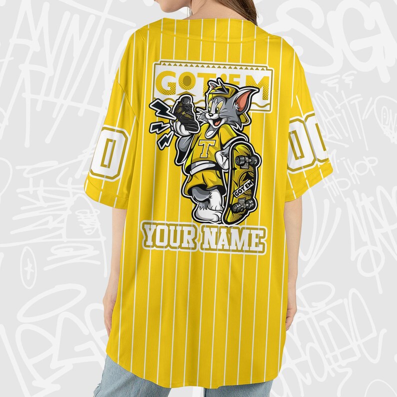 Personalize Got Em Cat Sneaker Jersey to Match Jordan 4 Thunder