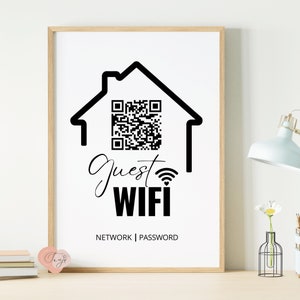 Gast Wifi-teken I Wifi-wachtwoordteken Afdrukbaar I Bewerkbare Gratis Wifi-tekensjabloon I Wifi-teken QR-code I Cricut-bestanden
