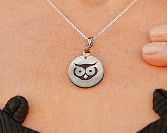 Handcrafted Mother of Pearl Owl Necklace with Personalized Initial | Eco-friendly Wood Pendant | Stylish Valentines Day Gift
