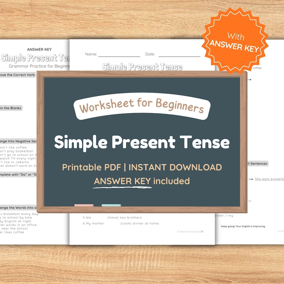 Simple Present Tense Grammar Worksheet | Beginner ESL Practice (PDF ...