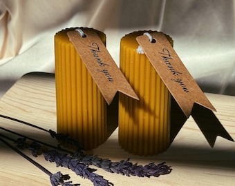 Handmade Beeswax Taper Candles: 100% Natural, Set of 2