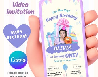 Ms. Rachel Birthday Invitation Template: Self-Edited Digital Video (MP4)